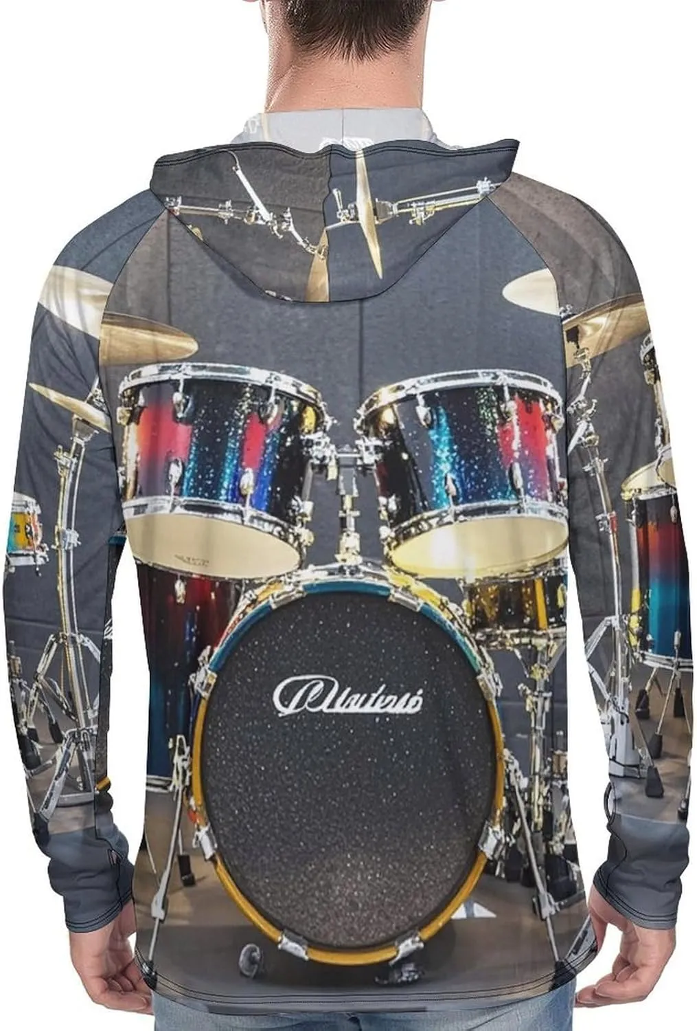 Men's UPF 50  Sun Protection Hoodie Outdoor UV Shirts Cool Drum Set Long Sleeve Quick Dry Fishing Hiking Shirt