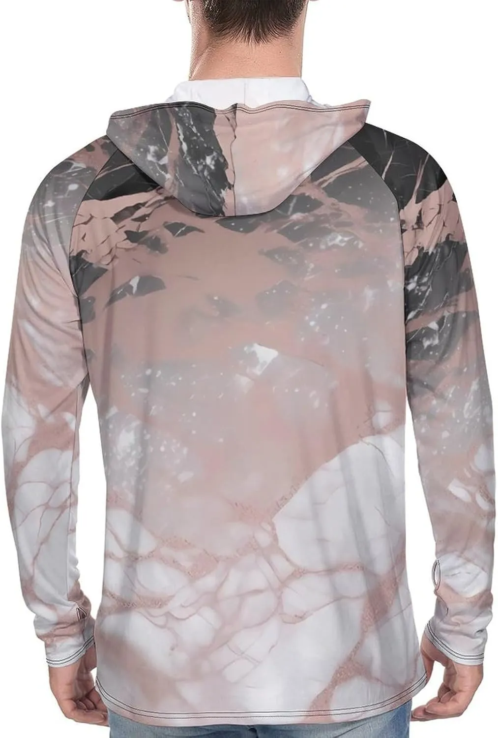 Men's UPF 50  Sun Protection Hoodie Outdoor UV Shirts Marble Color Rose Gold Long Sleeve Quick Dry Fishing Hiking Shirt