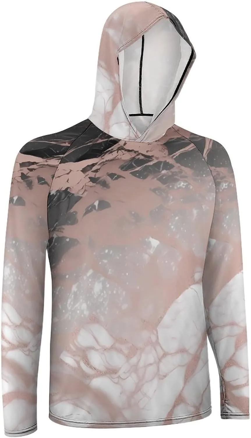 Men's UPF 50  Sun Protection Hoodie Outdoor UV Shirts Marble Color Rose Gold Long Sleeve Quick Dry Fishing Hiking Shirt