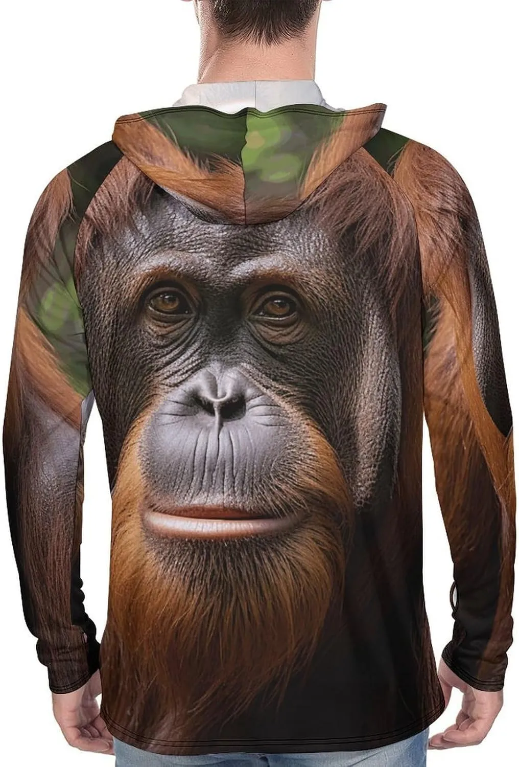 Men's UPF 50  Sun Protection Hoodie Outdoor UV Shirts Orangutan Taking Photo Long Sleeve Quick Dry Fishing Hiking Shirt