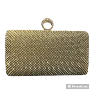 Miss Anne Gold Diamanté Rectangle Clutch YB8300GOLD