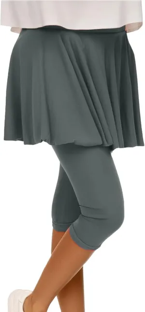 Miyaomn Women's Tennis Skirted Leggings Golf Sports Capris with Attach Skirt Pleated Athletic Yoga Skorts Pickleball Clothing