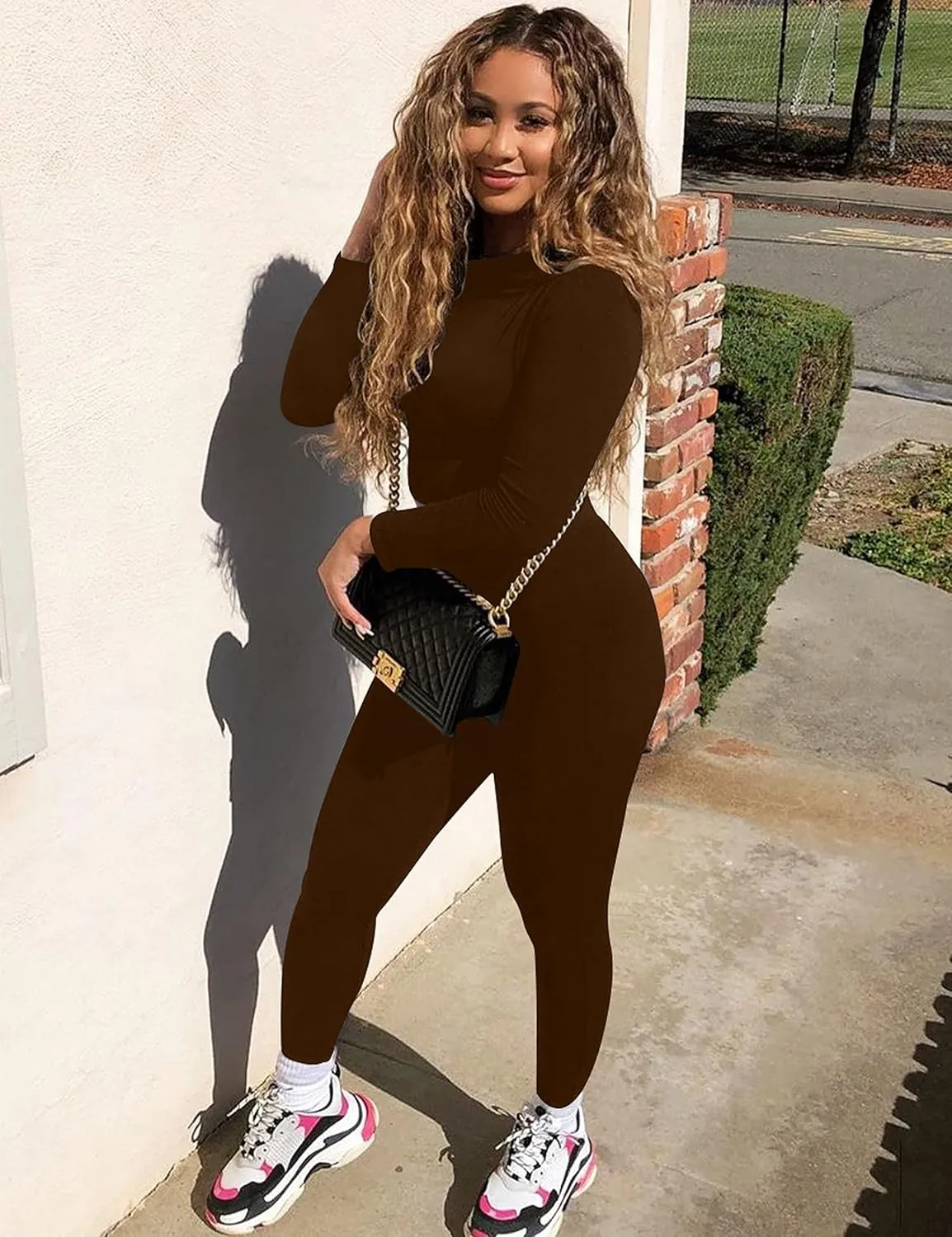 Mokoru Women's Sexy Bodycon Long Sleeve One Piece Jumpsuits Full Length Club Rompers