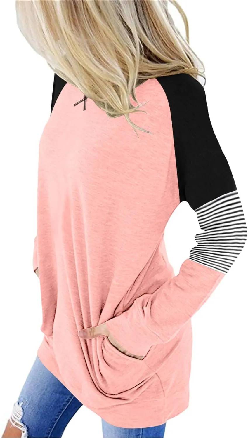 ONLYSHE Womens Crewneck Sweatshirt Casual Loose Fitting Tops Long Sleeve T Shirt