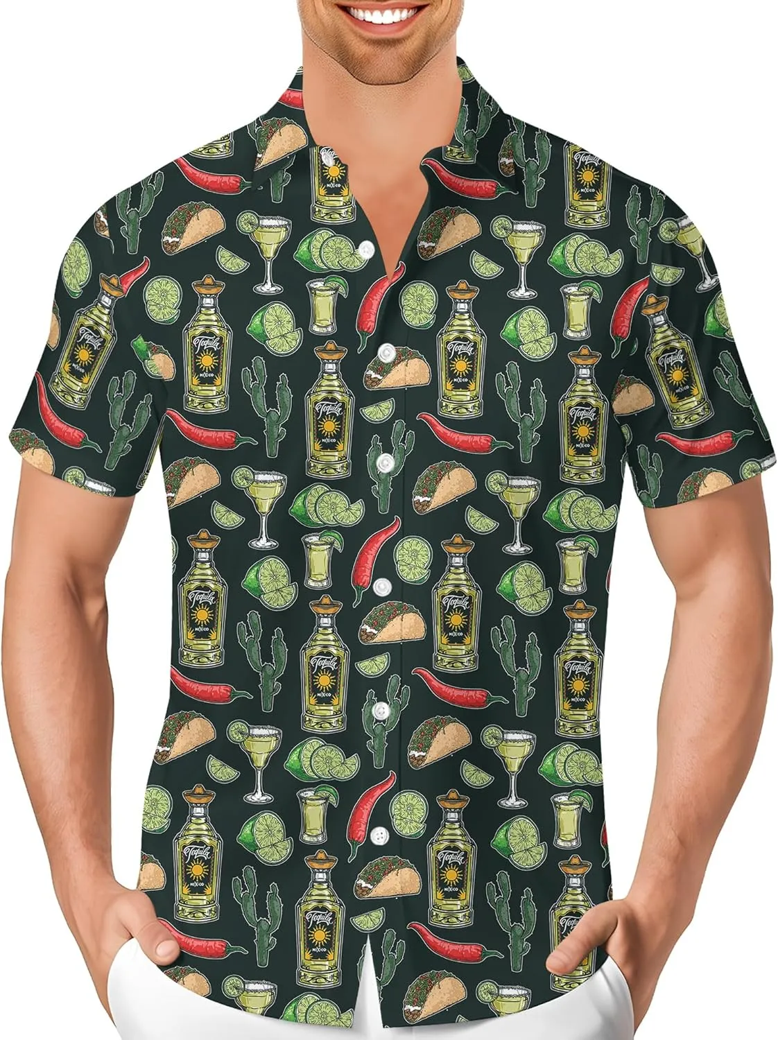 PAGYMO Hawaiian Shirt for Men Funny Summer Aloha Beach Shirts