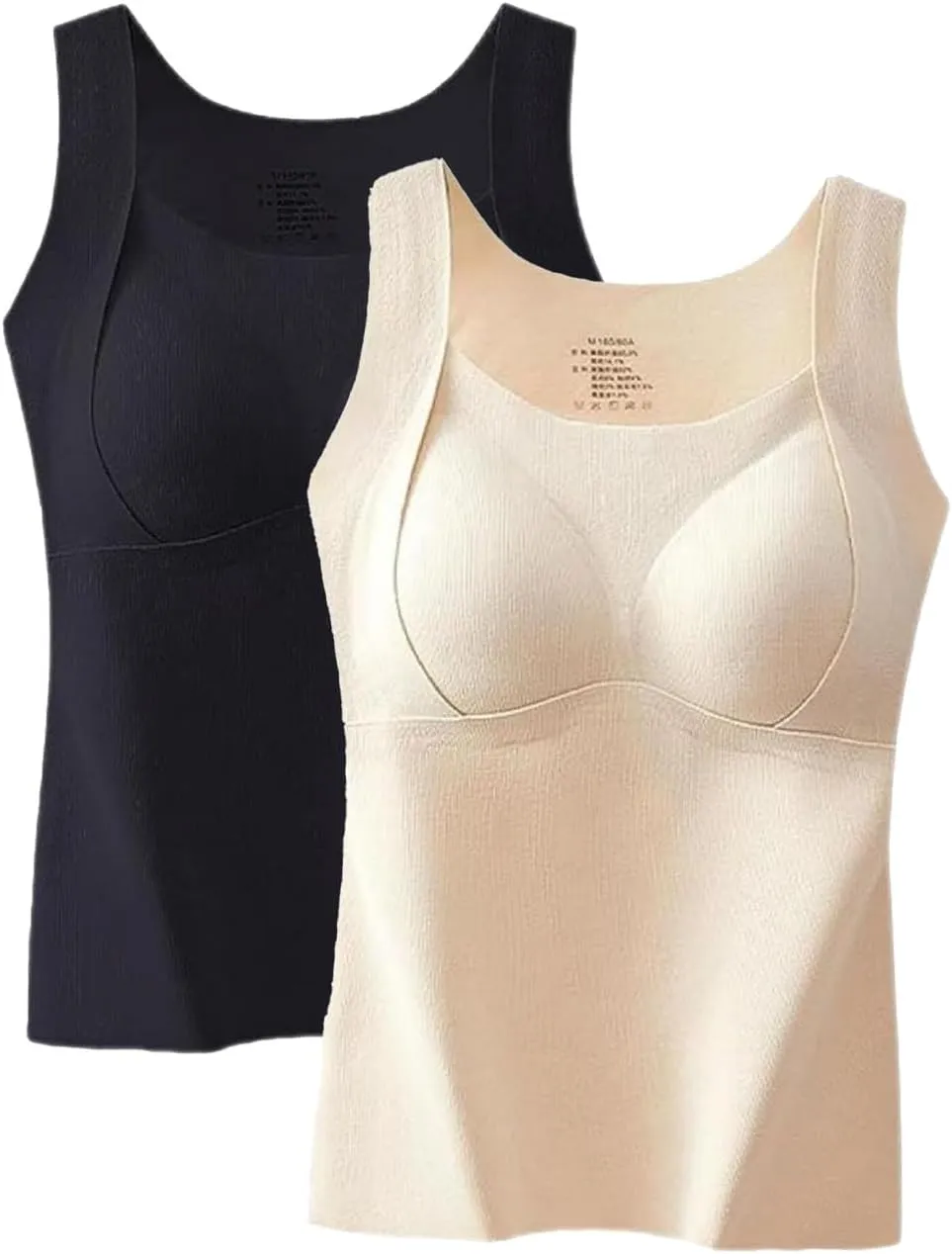 Patiyu Shop Built Bra, Winter Thickened Warm Tank Top with Shelf Bra Welfaries Women's Thermal Tank Tops Camisole Tops