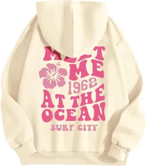 Pink Graphic Hoodies for Women 2024 Fall Outfits Oversized Hoodie Teen Girls Cute Preppy Sweatshirts Casual Pullover