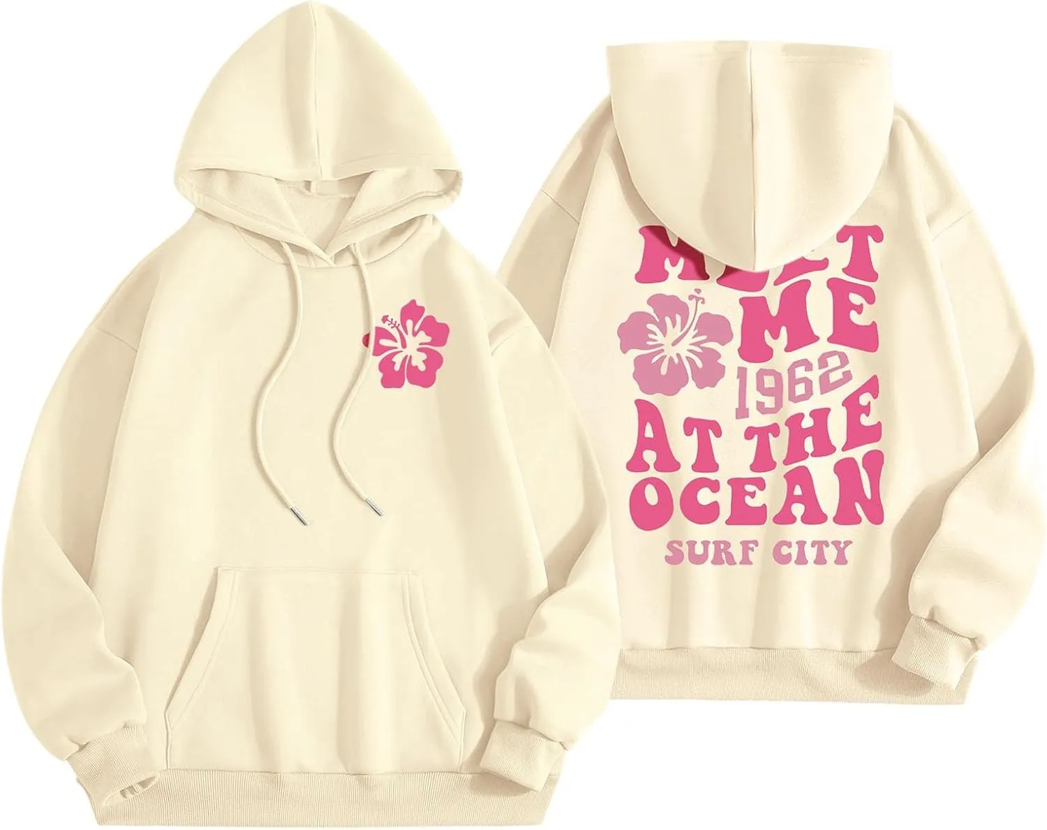 Pink Graphic Hoodies for Women 2024 Fall Outfits Oversized Hoodie Teen Girls Cute Preppy Sweatshirts Casual Pullover
