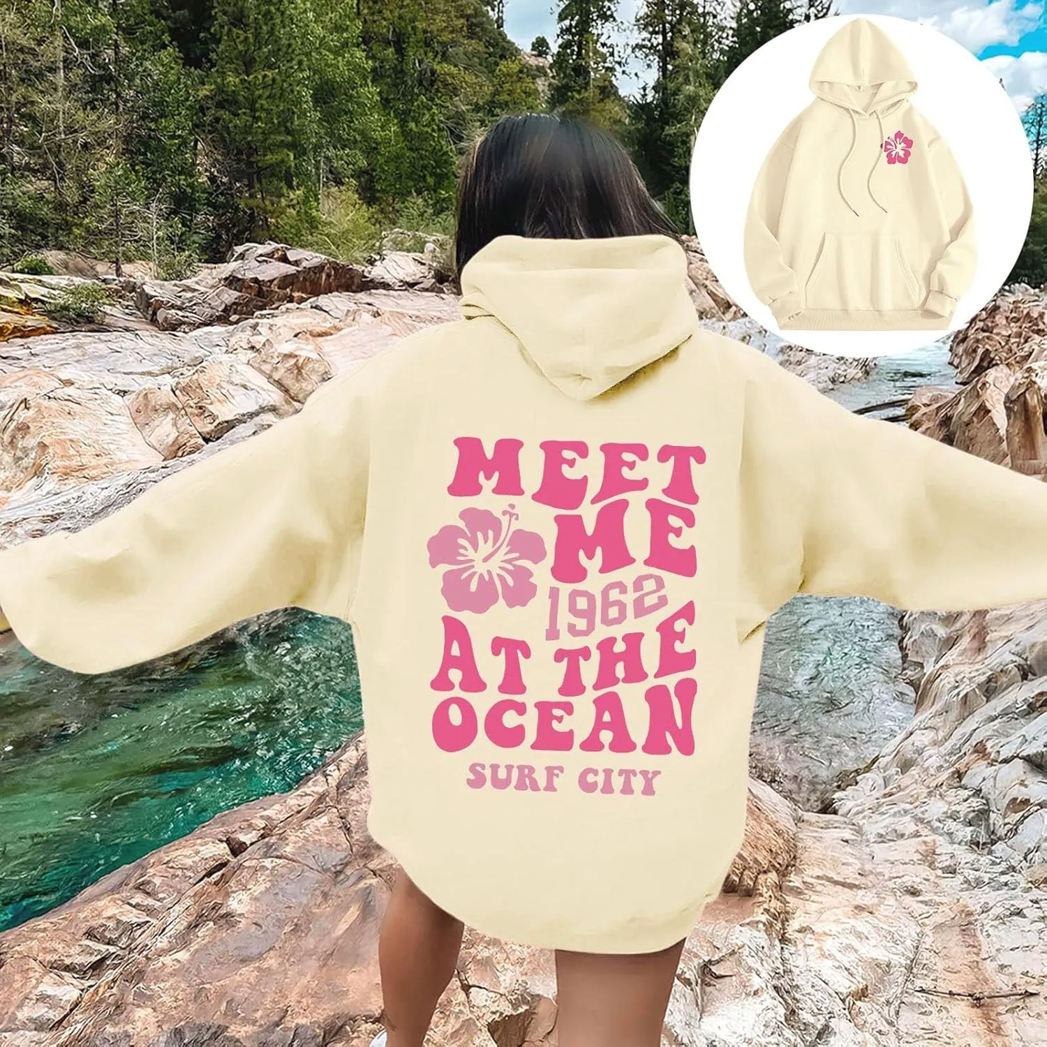 Pink Graphic Hoodies for Women 2024 Fall Outfits Oversized Hoodie Teen Girls Cute Preppy Sweatshirts Casual Pullover