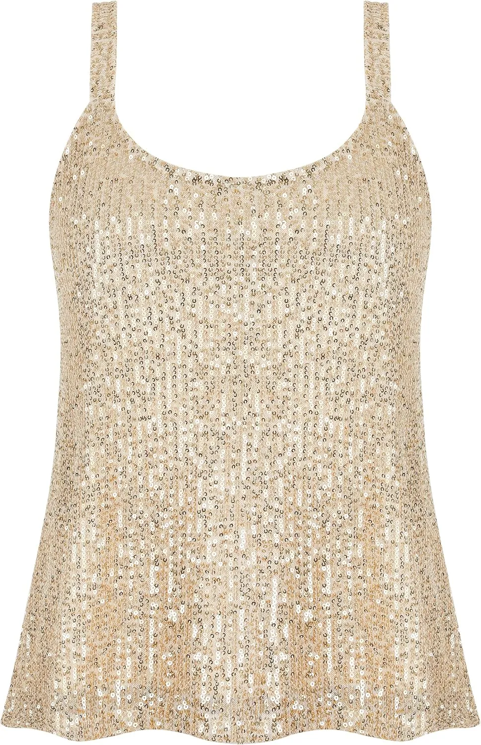 PrettyGuide Women's All Sequin Tank Tops Loose Flowy Sparkly Camisole Vest Club Party Shirt Top