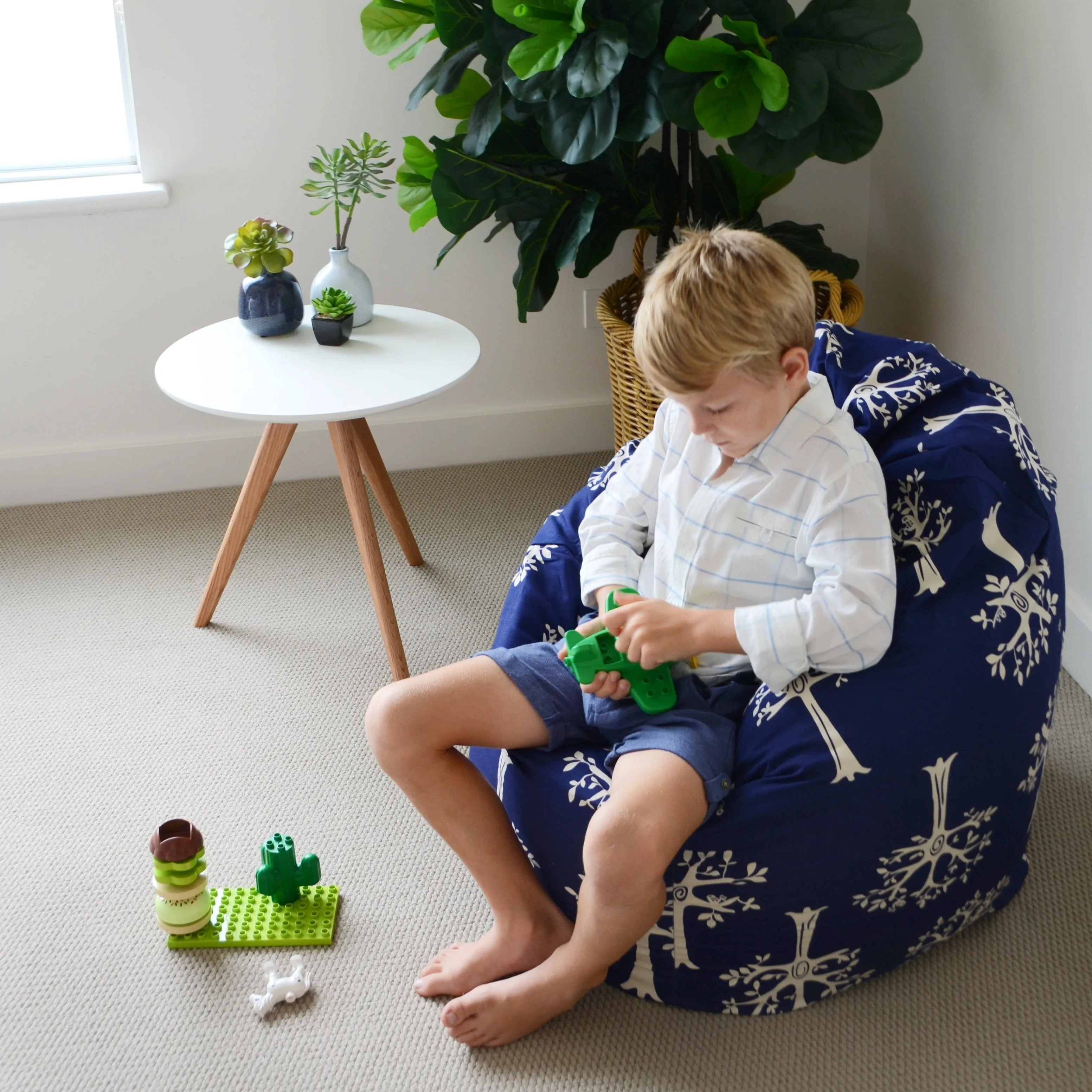 Raindrops Bean Bag - Indigo Blue