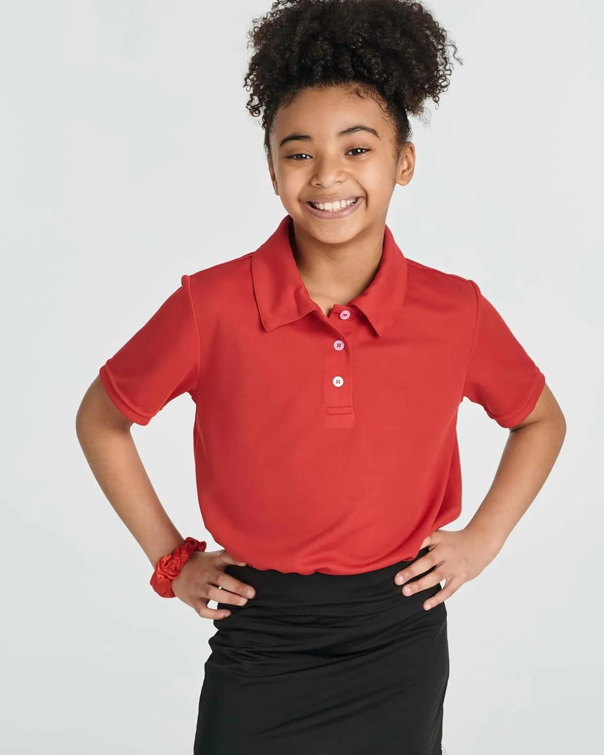 Real Essentials 3 Pack: Girls' Short Sleeve Performance Polo School Uniform(Ages 4-18)