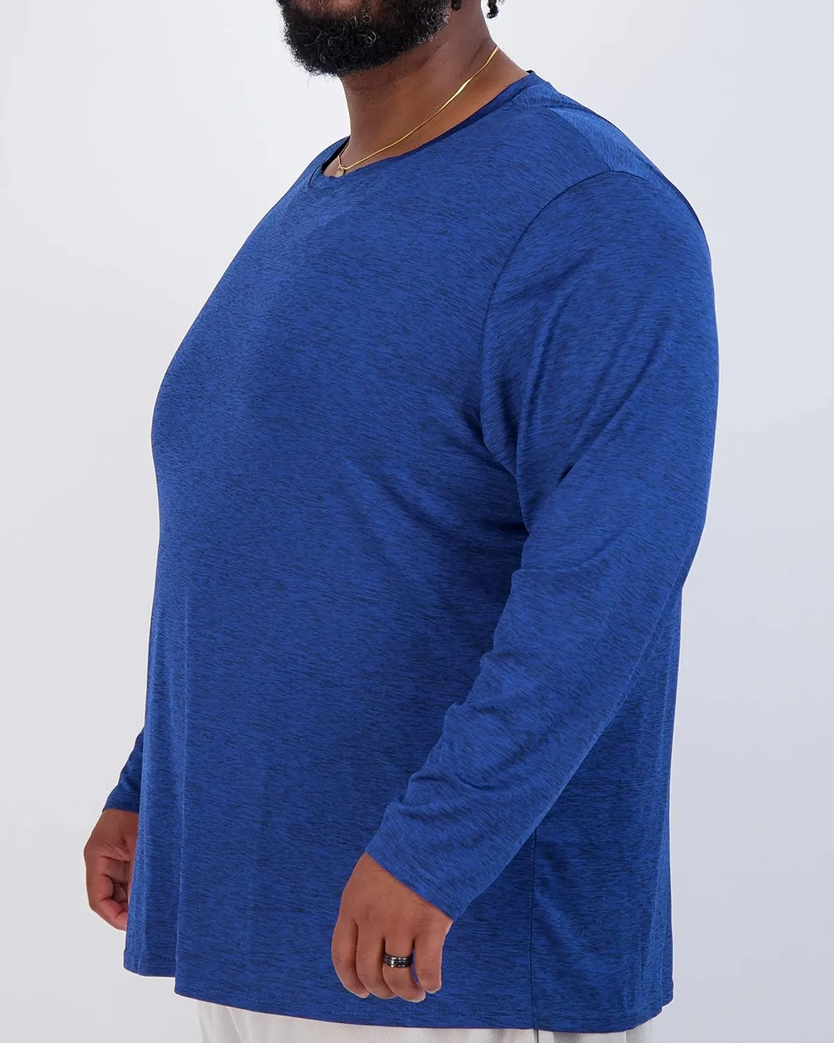 Real Essentials 3 Pack: Mens Big & Tall Tech Stretch Long-Sleeve & Short-Sleeve Dry-Fit T-Shirt (3XT-5XT)