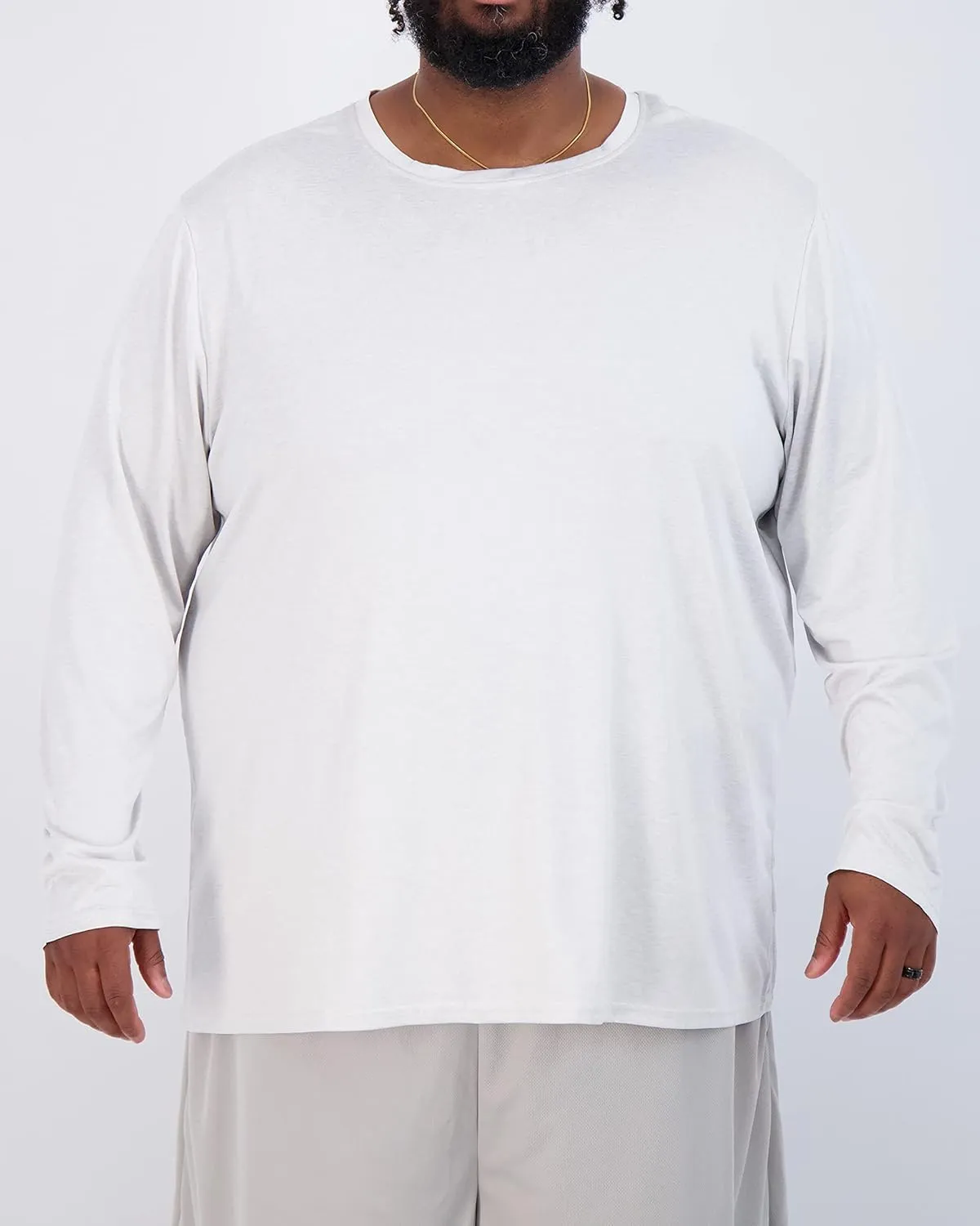 Real Essentials 3 Pack: Mens Big & Tall Tech Stretch Long-Sleeve & Short-Sleeve Dry-Fit T-Shirt (3XT-5XT)