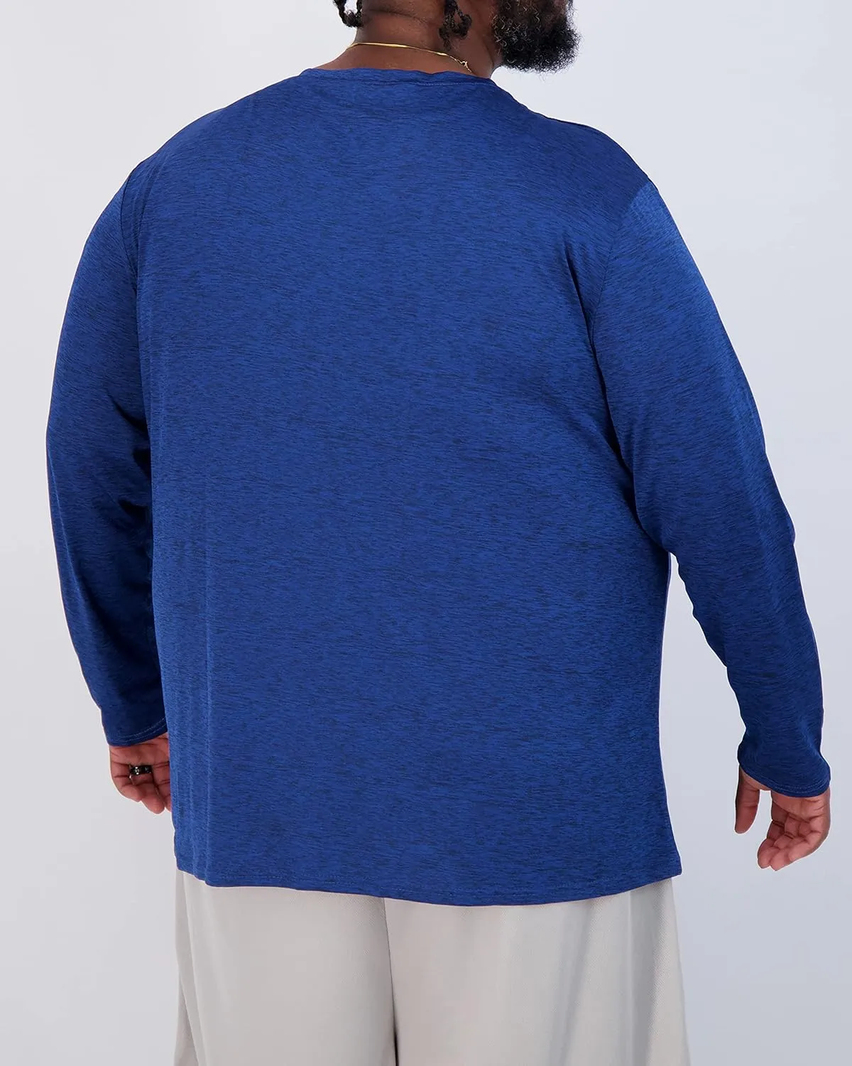 Real Essentials 3 Pack: Mens Big & Tall Tech Stretch Long-Sleeve & Short-Sleeve Dry-Fit T-Shirt (3XT-5XT)