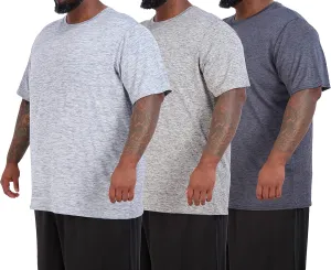 Real Essentials 3 Pack: Mens Big & Tall Tech Stretch Long-Sleeve & Short-Sleeve Dry-Fit T-Shirt (3XT-5XT)