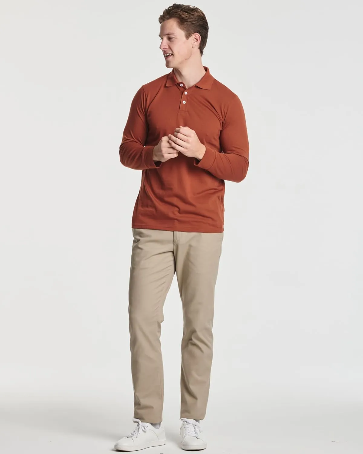 Real Essentials 3 Pack Men's Cotton Jersey Long-Sleeve Polo Shirt - Casual Workwear Office (Available in Big & Tall)