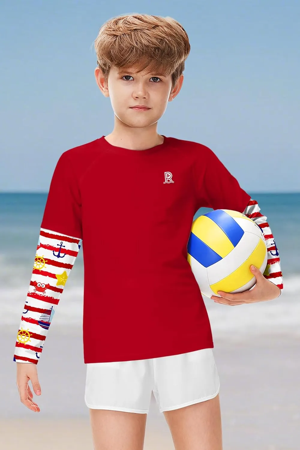 Remimi Unisex Kids Rash Guard SPF 50  Long Sleeve Sun Shirt Athletic Fishing Shirts 3-12 Years