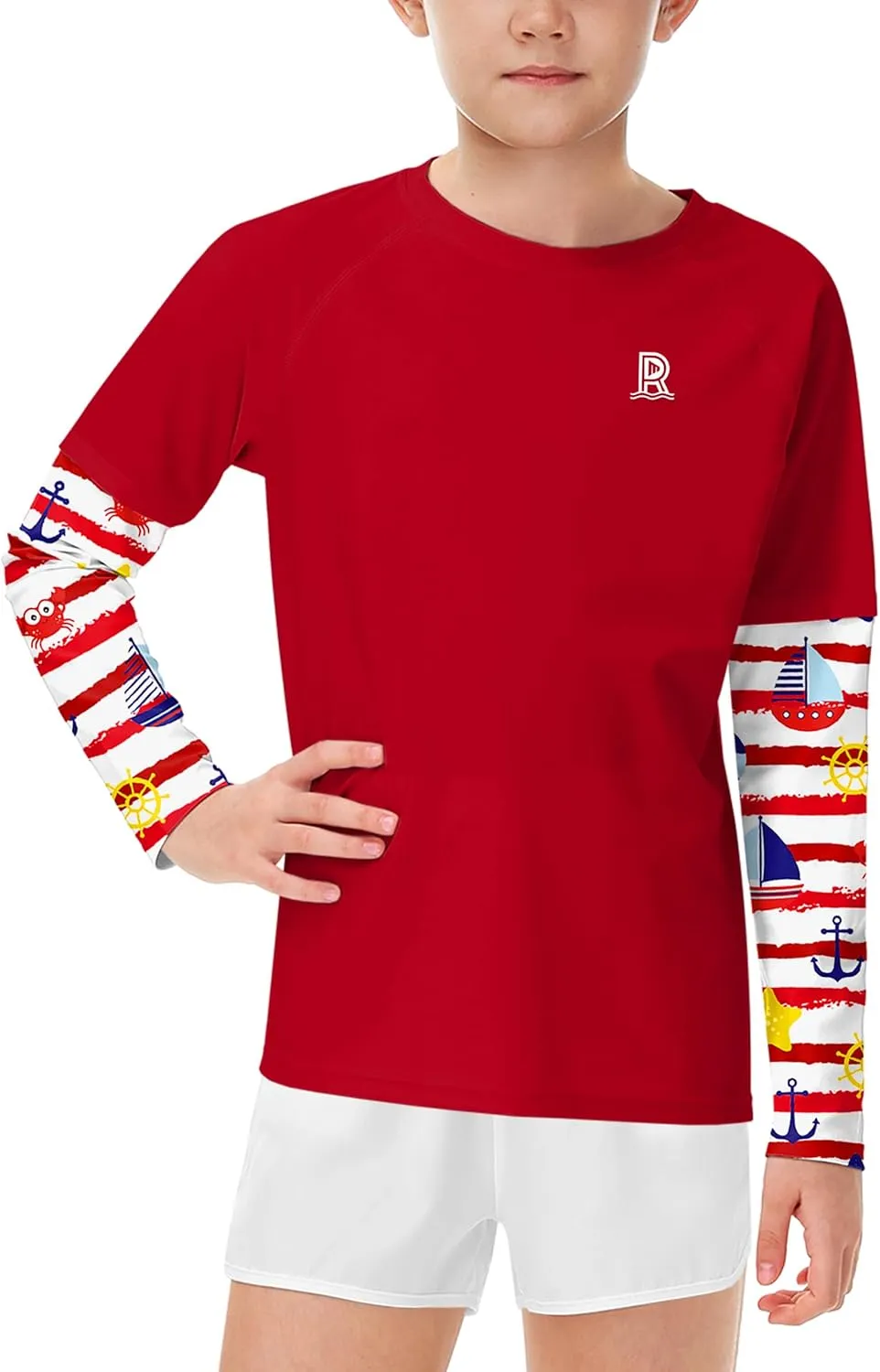 Remimi Unisex Kids Rash Guard SPF 50  Long Sleeve Sun Shirt Athletic Fishing Shirts 3-12 Years