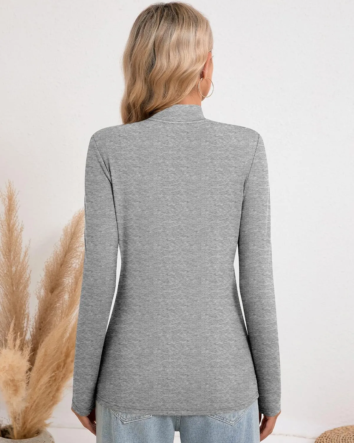 Riyiper 3 Pack Women's Tight Mock Turtleneck Tops Fitted Lightweight Long Sleeve Base Layer Shirts