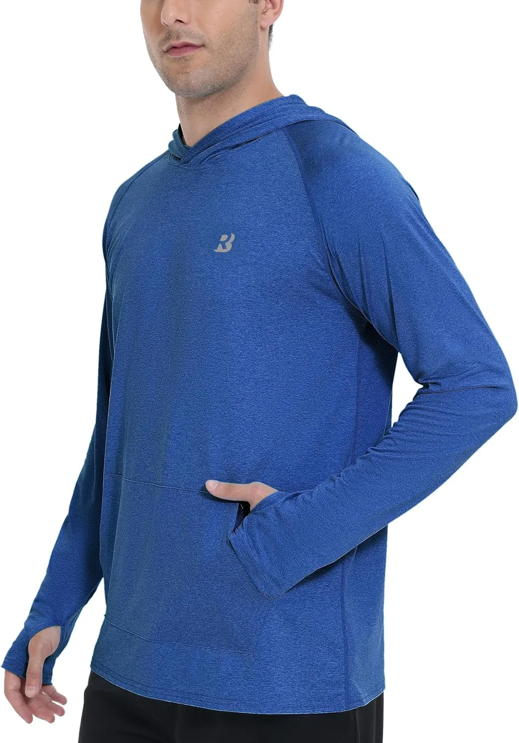 Roadbox Fishing Shirts for Men Long Sleeve, UPF 50  Sun Protection Hoodies with Pocket, Outdoor Running Hiking Rash Guard