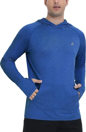 Roadbox Fishing Shirts for Men Long Sleeve, UPF 50  Sun Protection Hoodies with Pocket, Outdoor Running Hiking Rash Guard