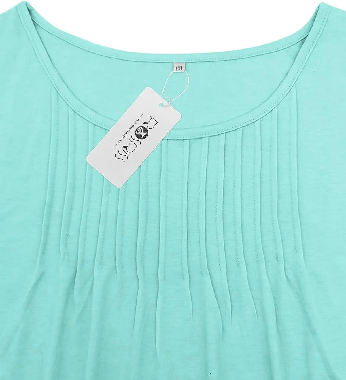 ROSRISS Women's Plus Size Sleeveless Pleated Shirts Dressy Loose Fit Tops Summer Casual Crew Neck Tank Tops XL-5XL