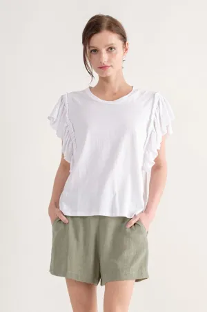 Ruffle Shoulder Sleeveless Top