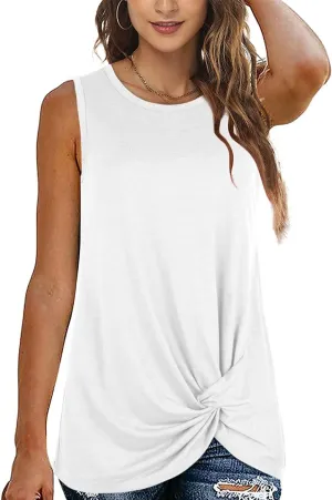 SAMPEEL Womens Tank Tops Twist Knot Summer Sleeveless