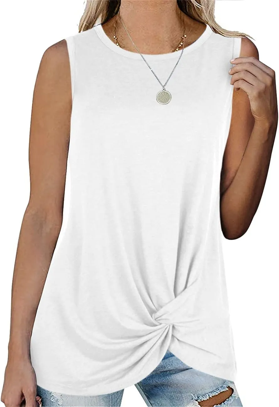 SAMPEEL Womens Tank Tops Twist Knot Summer Sleeveless