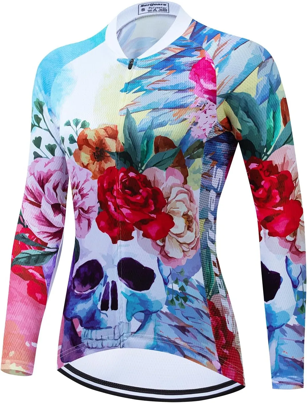 Serijoars Women's Long Sleeve Cycling Jersey MTB Shirts Quick Dry Bike Tops with Reflective Strip
