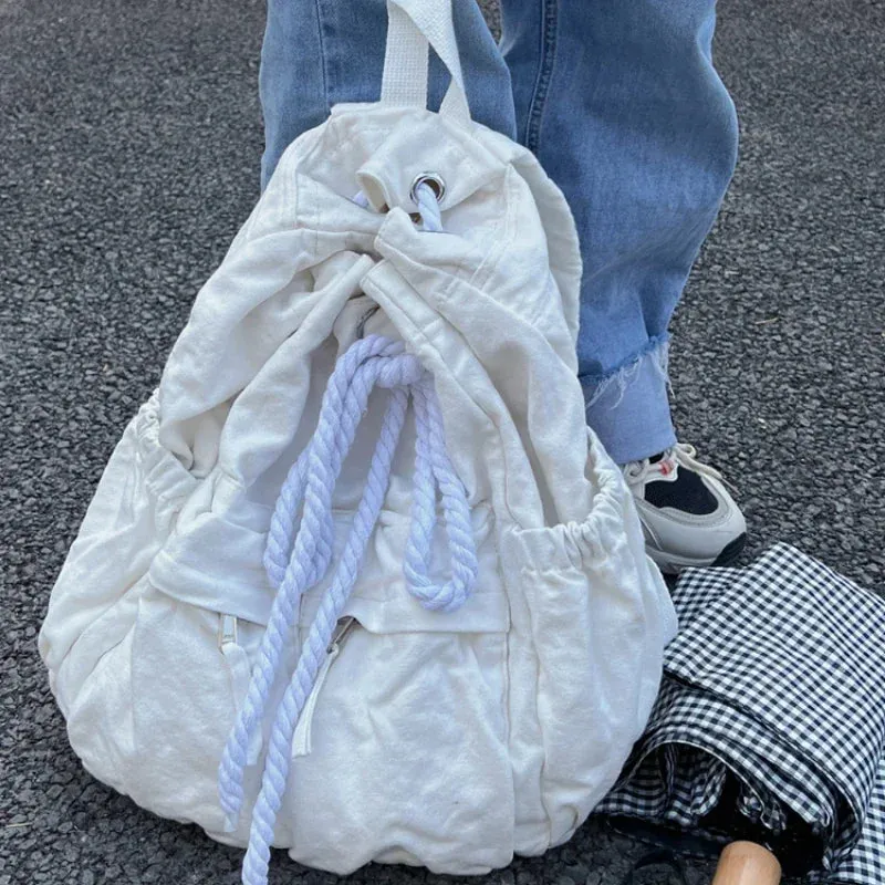 Sohiwoo Simple Ins Korean Sweet Schoolbag Women Vintage All Match Casual Shoulder Bags Fashion Y2k Trendy Backpacks for College Students