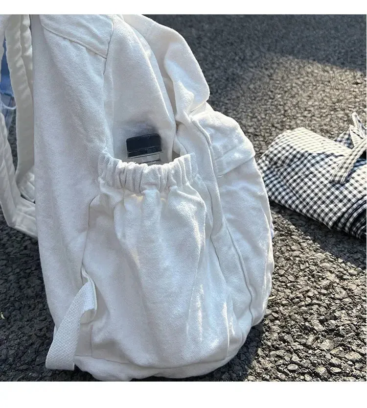 Sohiwoo Simple Ins Korean Sweet Schoolbag Women Vintage All Match Casual Shoulder Bags Fashion Y2k Trendy Backpacks for College Students