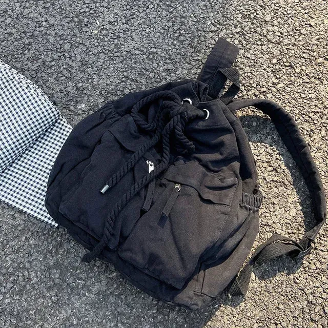 Sohiwoo Simple Ins Korean Sweet Schoolbag Women Vintage All Match Casual Shoulder Bags Fashion Y2k Trendy Backpacks for College Students