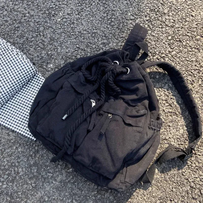 Sohiwoo Simple Ins Korean Sweet Schoolbag Women Vintage All Match Casual Shoulder Bags Fashion Y2k Trendy Backpacks for College Students