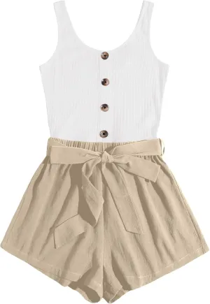SOLY HUX Casual Summer Rompers for Women Sleeveless Vacation Outfits Short Jumpsuit