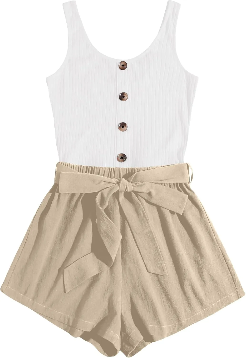 SOLY HUX Casual Summer Rompers for Women Sleeveless Vacation Outfits Short Jumpsuit