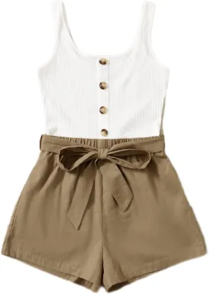 SOLY HUX Casual Summer Rompers for Women Sleeveless Vacation Outfits Short Jumpsuit