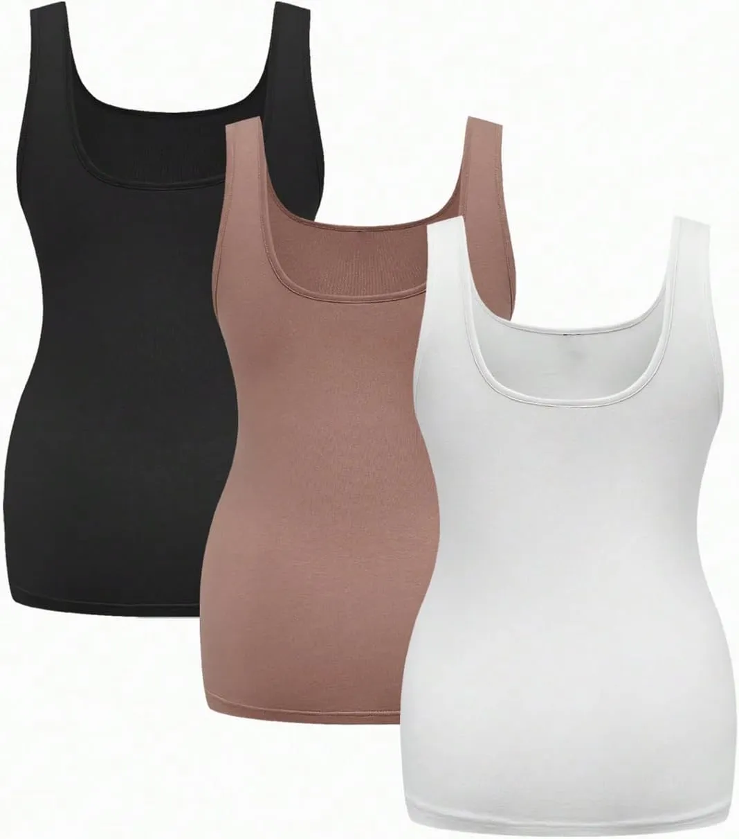 SOLY HUX Women's Maternity Scoop Neck Tank Top 3 Packs Sleeveless Basic Tops Pregnancy Athletic Yoga Shirts