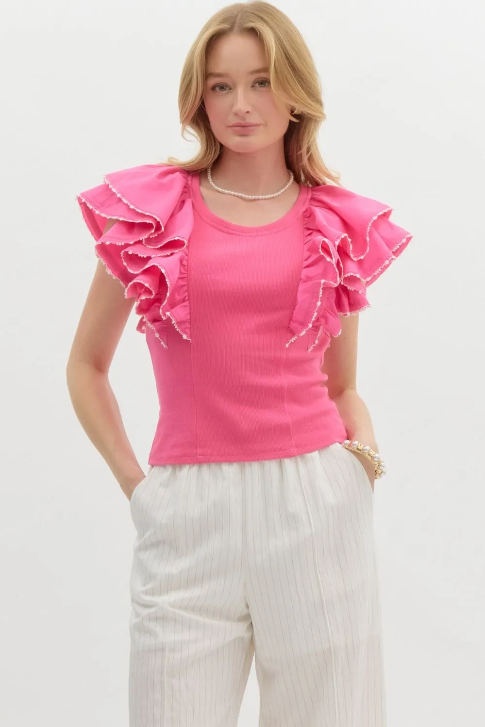Stock Show Girlies Ruffle Sleeve Top