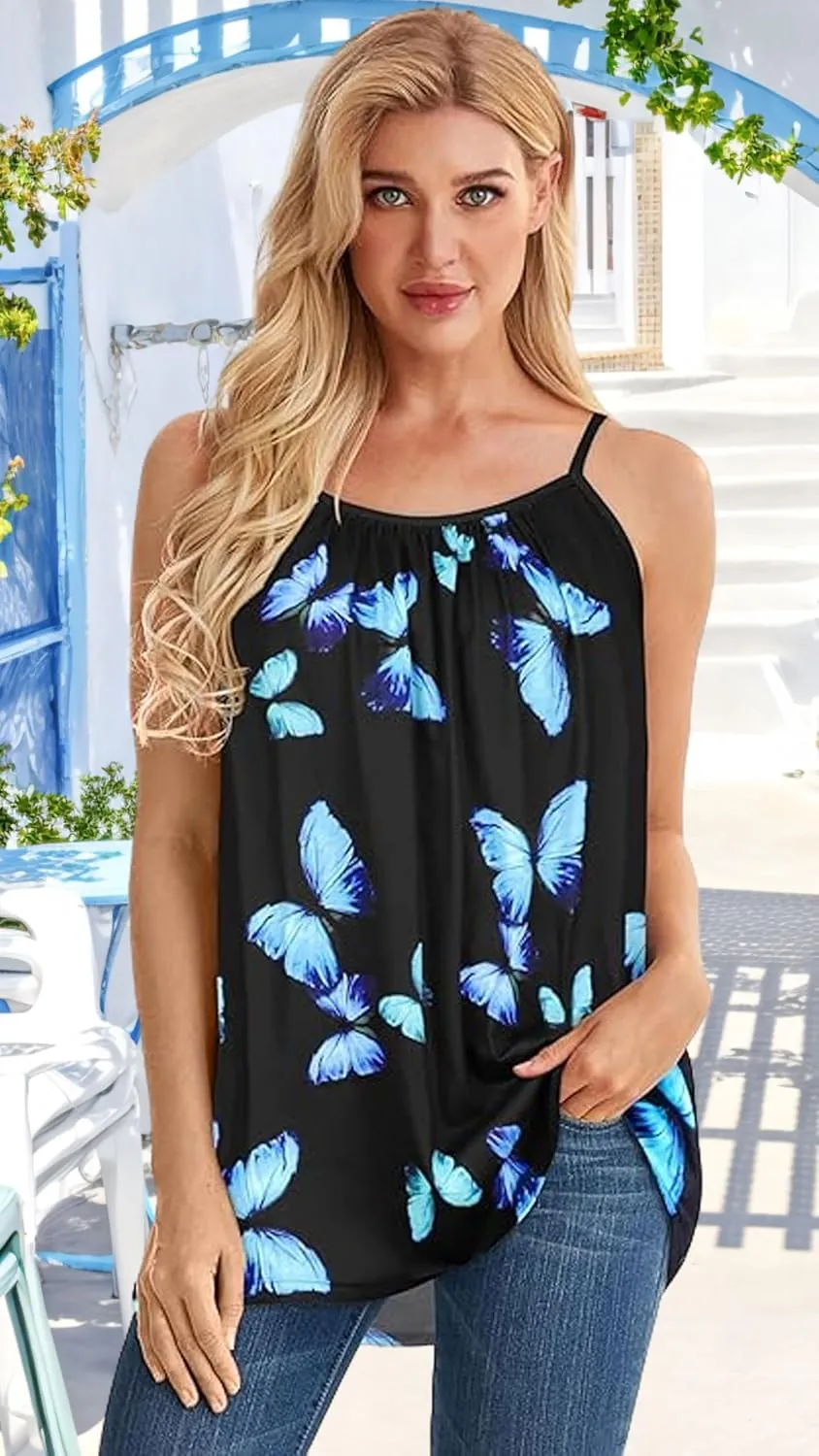 Tank Top for Women Spaghetti Strap Camisole Summer Scoop Neck Loose Fit Casual Sleeveless Shirts