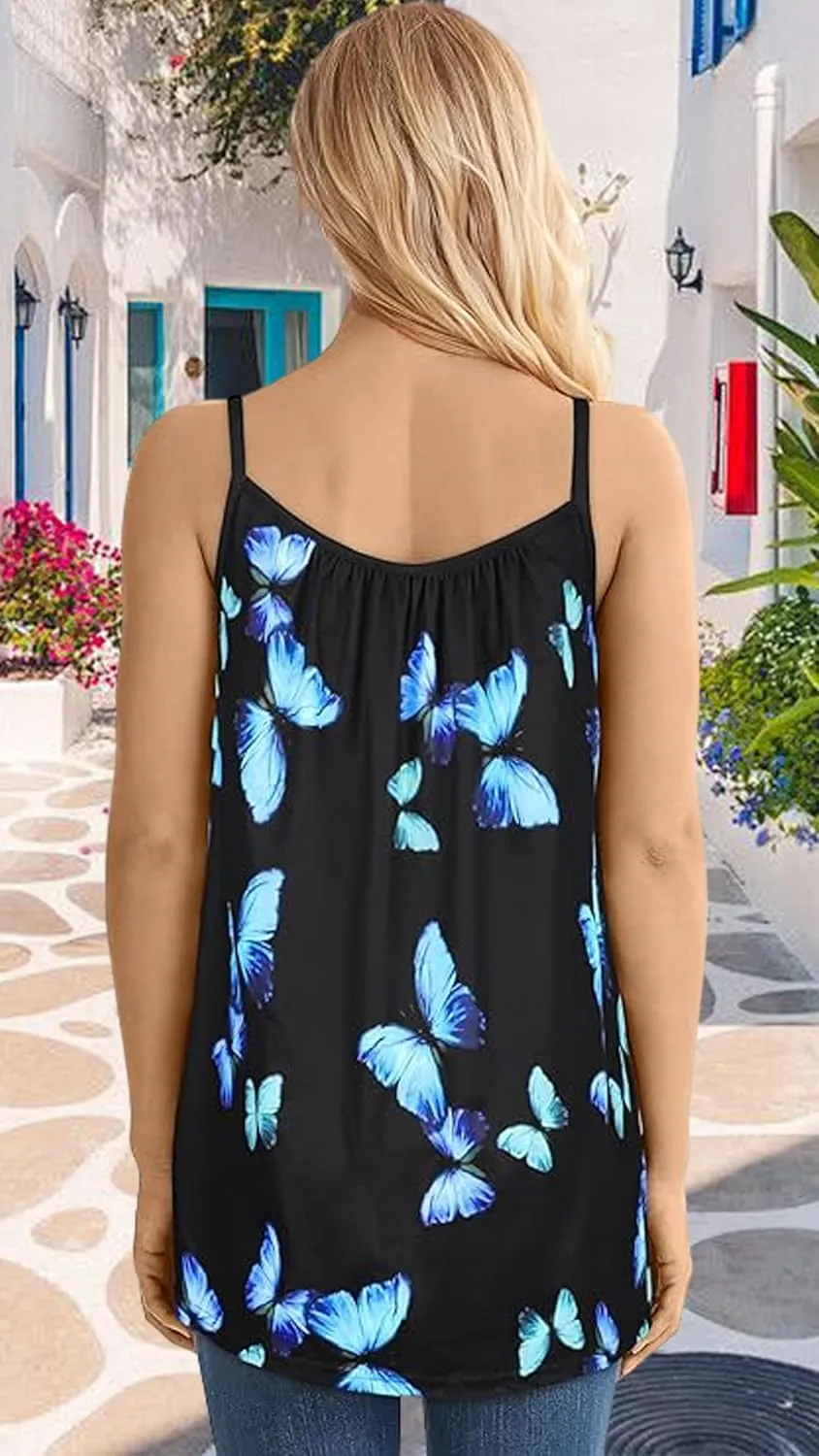 Tank Top for Women Spaghetti Strap Camisole Summer Scoop Neck Loose Fit Casual Sleeveless Shirts