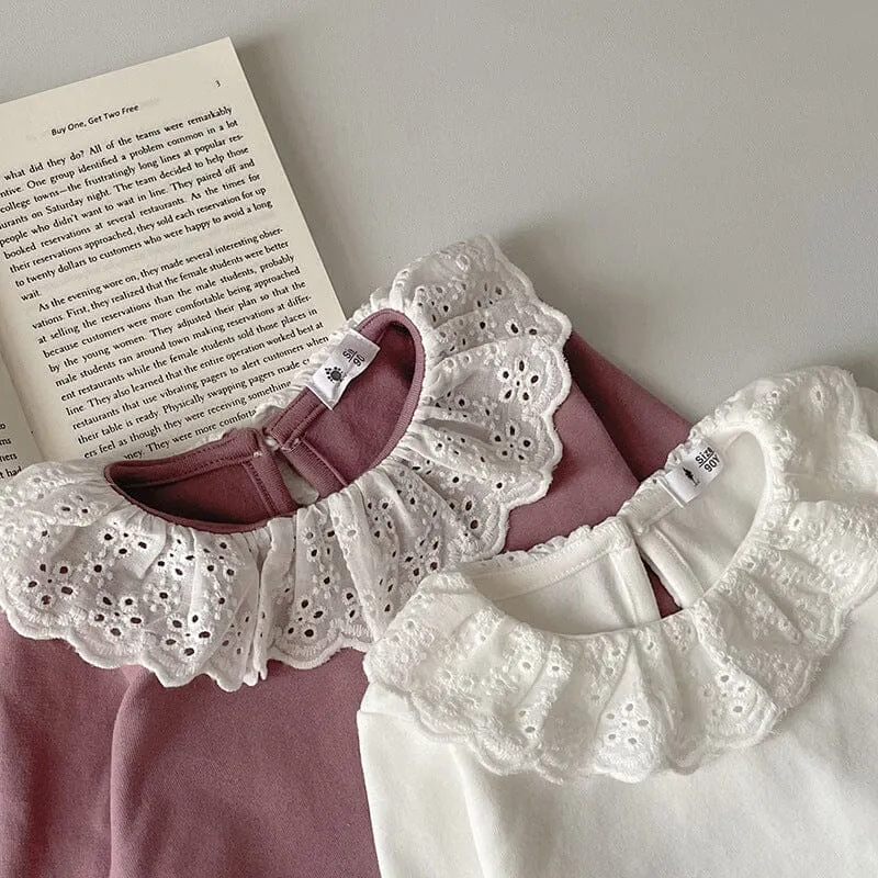 Tessa Lace Ruffle Collar Long Sleeve Top