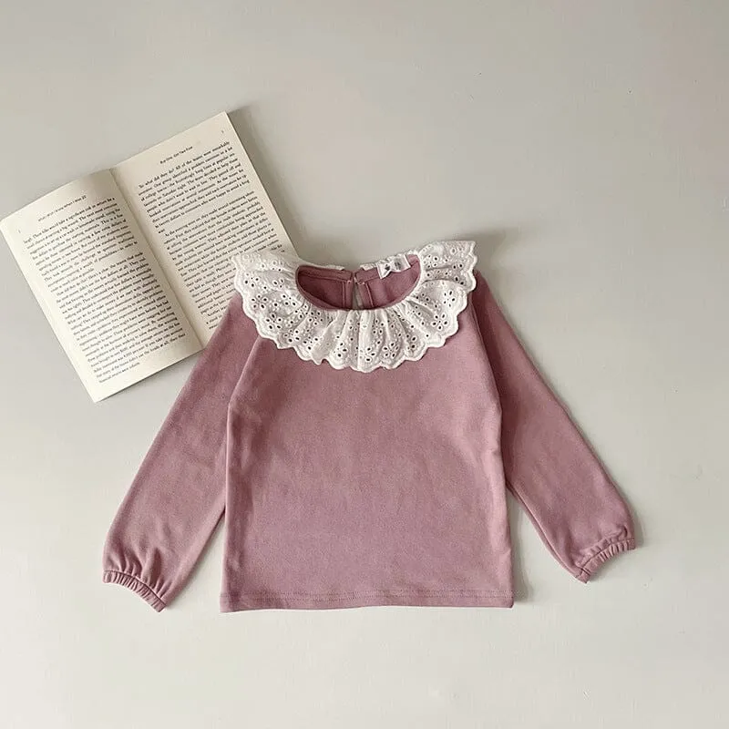 Tessa Lace Ruffle Collar Long Sleeve Top