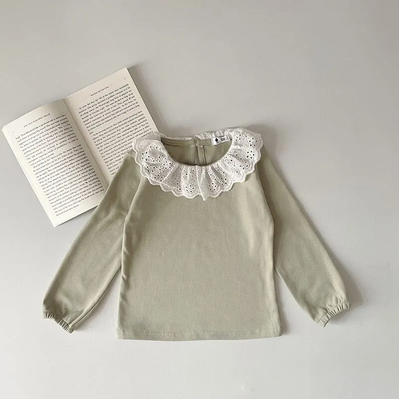 Tessa Lace Ruffle Collar Long Sleeve Top