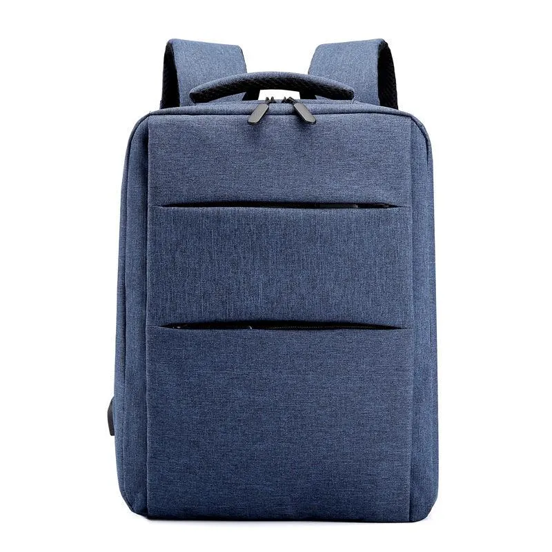 Trendy Oxford Front Double Zipper Designed Business BackPack-Blue