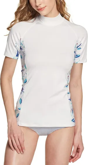 TSLA Women's UPF 50  Rash Guard Short Sleeve, UV/SPF Surf Swim Shirts, Water Beach Swimsuit Top