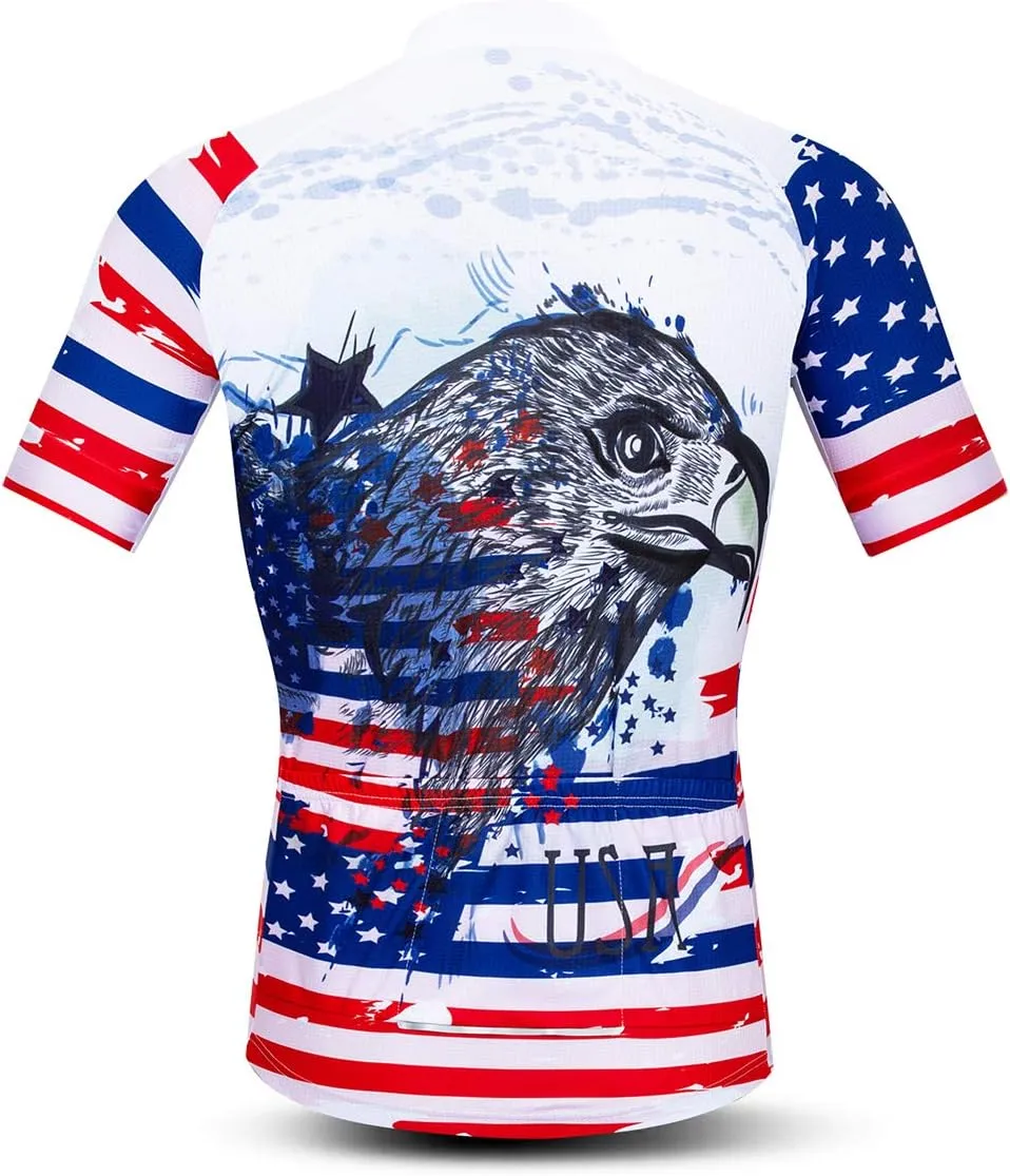 USA Cycling Jerseys Men, USA Flags Bicycle Shirts Summer Riding Tops Quick Dry Bicycle Jersey S-3XL