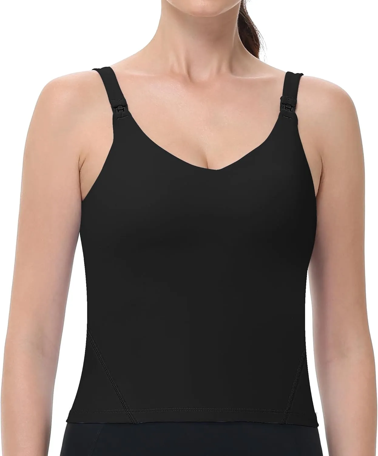 V VOCNI Nursing Tank Tops for Breastfeeding Workout Crop Top Longline Nursing Sport Bra Maternity Bras for Pregnancy