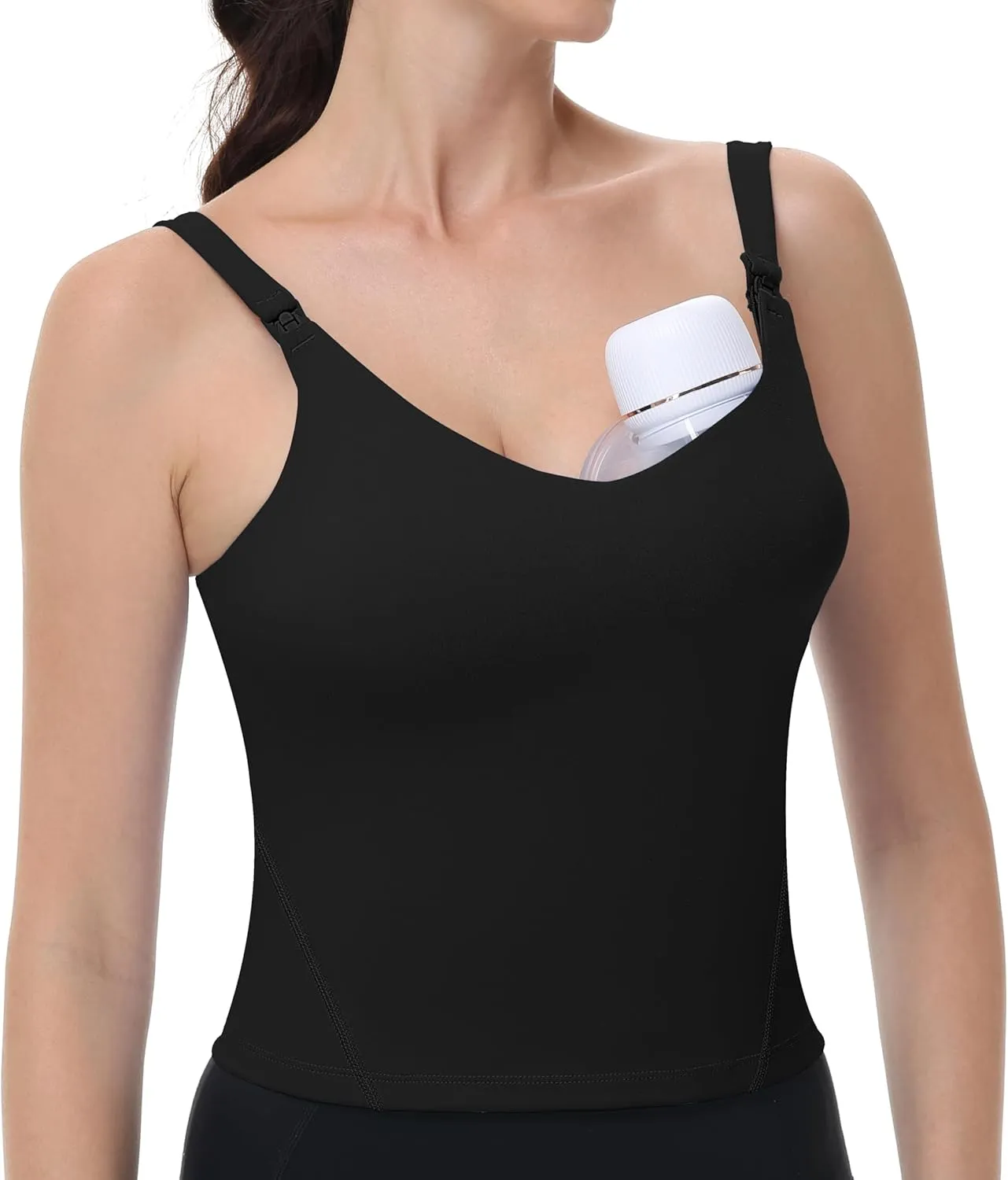 V VOCNI Nursing Tank Tops for Breastfeeding Workout Crop Top Longline Nursing Sport Bra Maternity Bras for Pregnancy